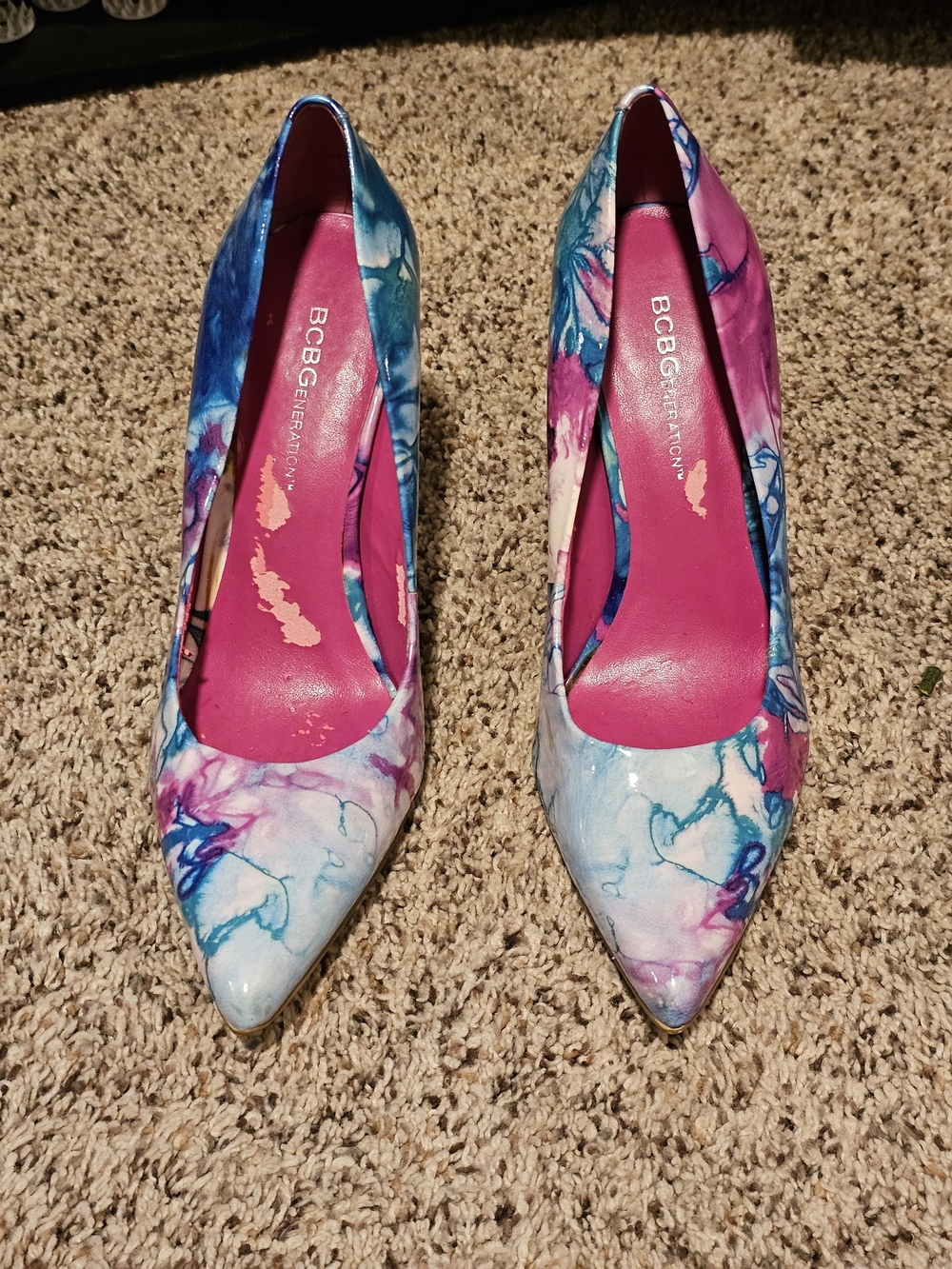 BCBGeneration Pink & Blue Marble Pointed Toe Pumps